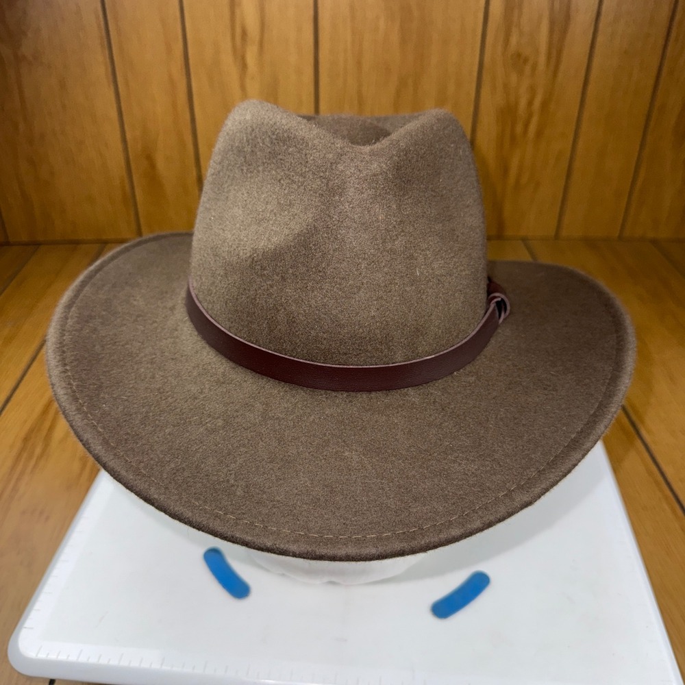 DPC Dorfman Pacific Wool Felt Fedora Hat Khaki Brown L XL TSCDF6-KAKI3
